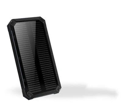 Solar power bank in orange, green, black or yellow with polymer lithium battery and compact plastic housing