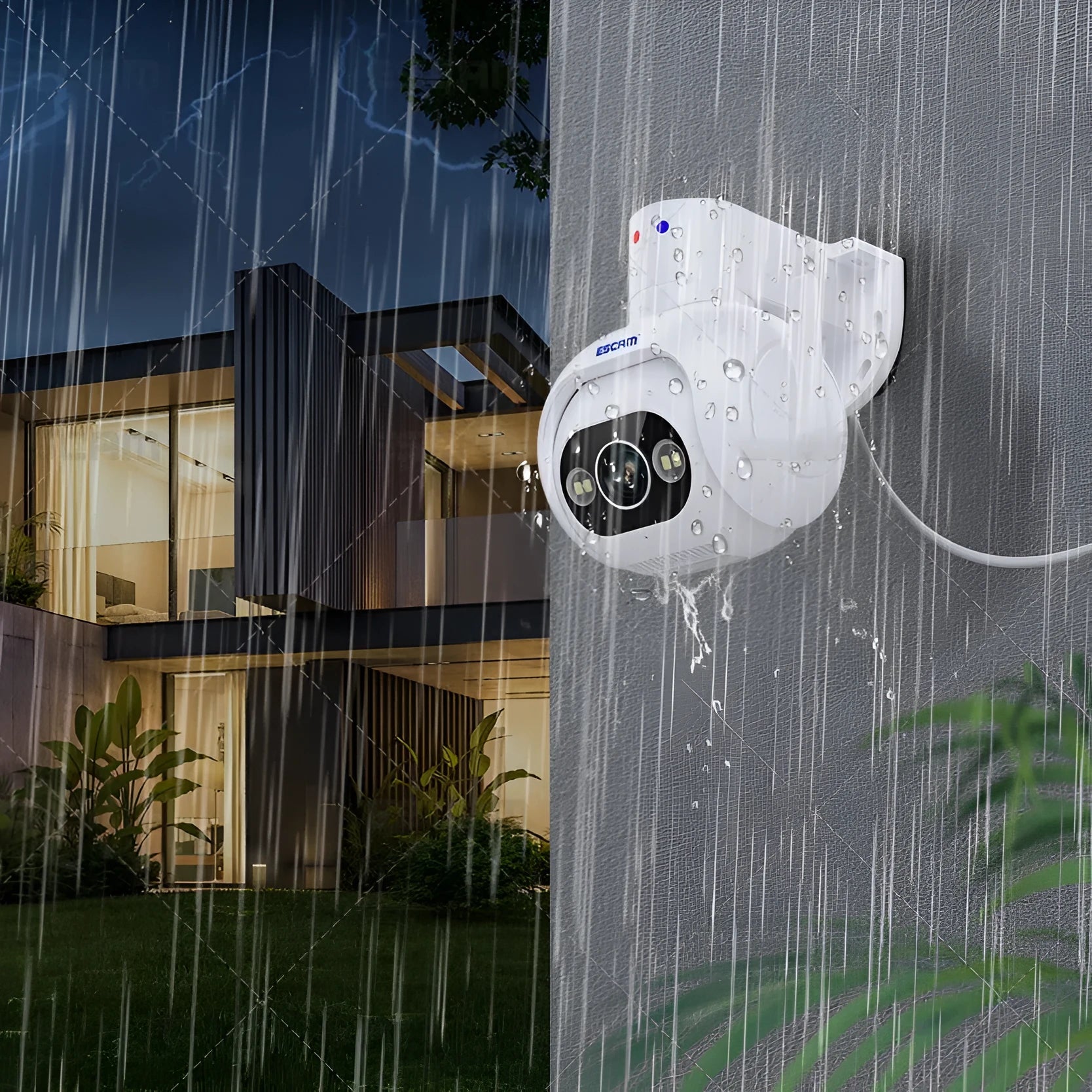 Outdoor 4MP IP66 security camera with wall mount bracket and colour night vision capability