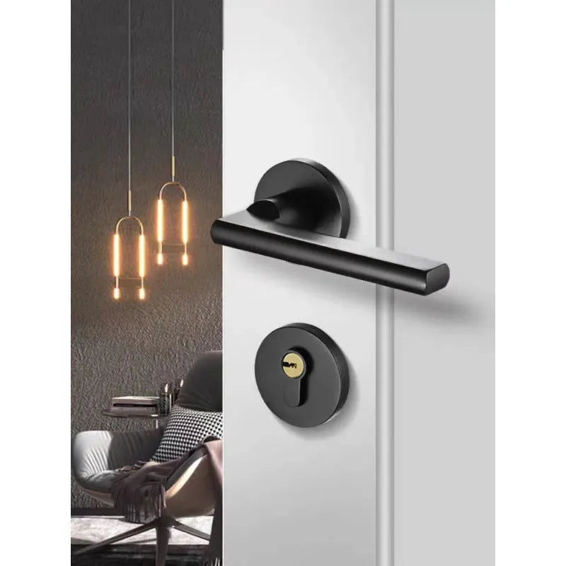 Aluminium alloy split magnetic door lock handle for indoor timber doors showing one of 17 available styles
