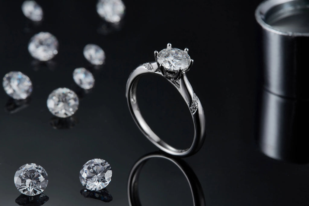 Snow Of The Soul 1 carat moissanite wedding ring set S925 silver platinum plated with GRA certificate gift box