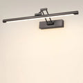 Modern LED strip lamp mounted above bathroom mirror in sand black finish