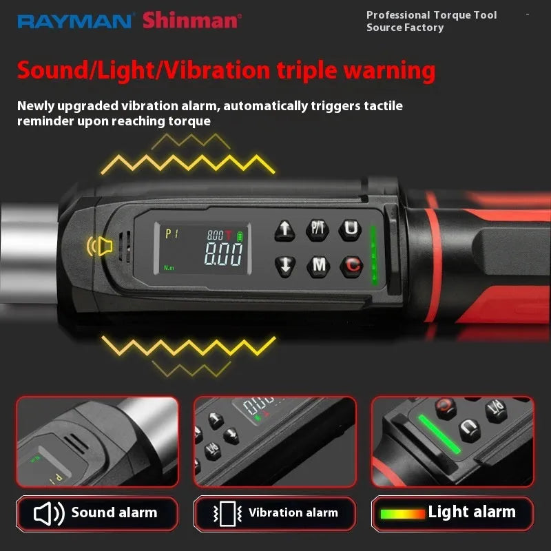 Digital display torque wrench showing electronic readout with chrome-vanadium steel construction