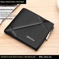 Men's brown leather wallet with rhombus pattern and zipper closure showing card slots