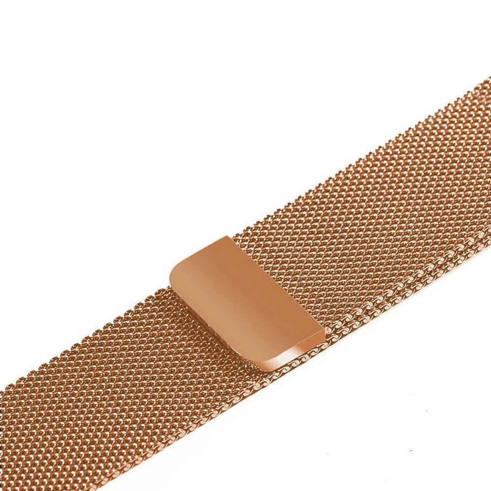 Stainless steel metal watch strap with adjustable links and push-button clasp for 38mm 42mm smartwatches.