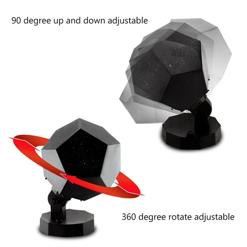 LED star projector night light projecting constellations onto bedroom ceiling with remote control