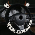 Plush car steering wheel cover in black or coffee colour with protective handle design