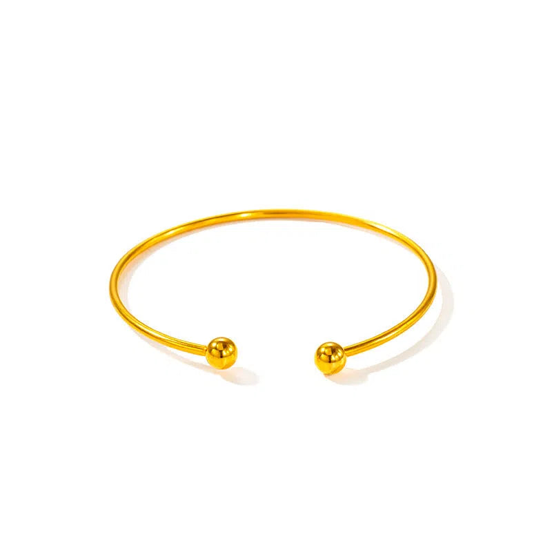 Titanium steel double-headed garlic bead bracelet in polished finish for women