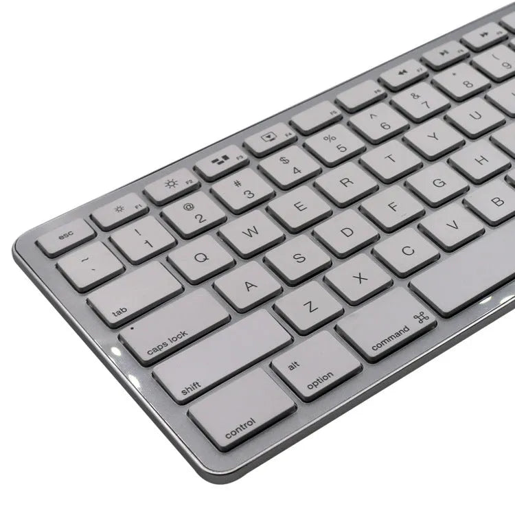 White wireless Bluetooth keyboard with 109 keys showing three-key zone and multi-device pairing capability