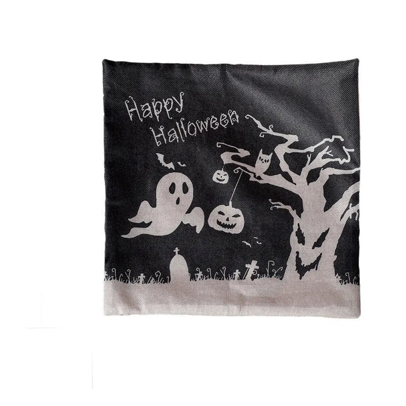 Square Halloween throw pillowcase 43x43cm linen plush cloth Castle Style design
