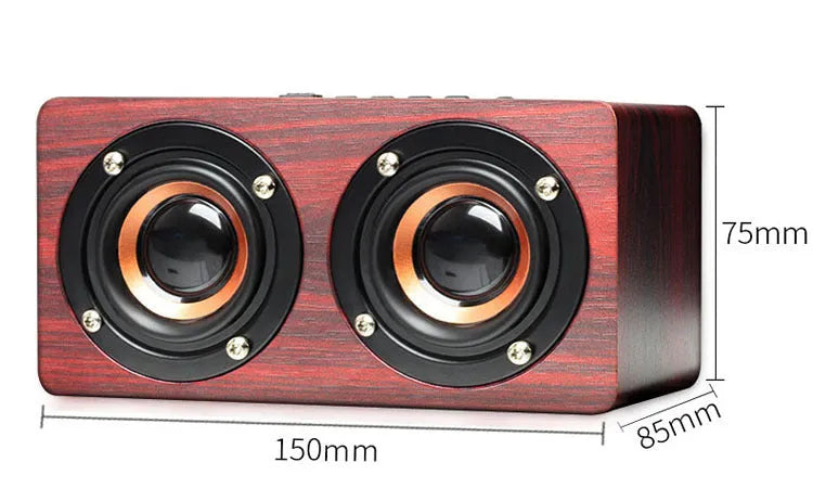 Wireless Bluetooth speaker W5 with wooden shell in redwood grain finish