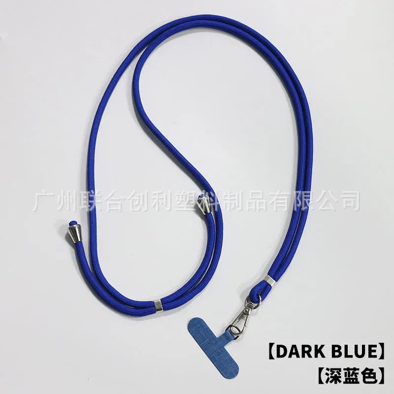 General drop-resistant phone lanyard in nylon with injection-moulded clip and gasket, 160cm length, 12g weight, available in multiple colours