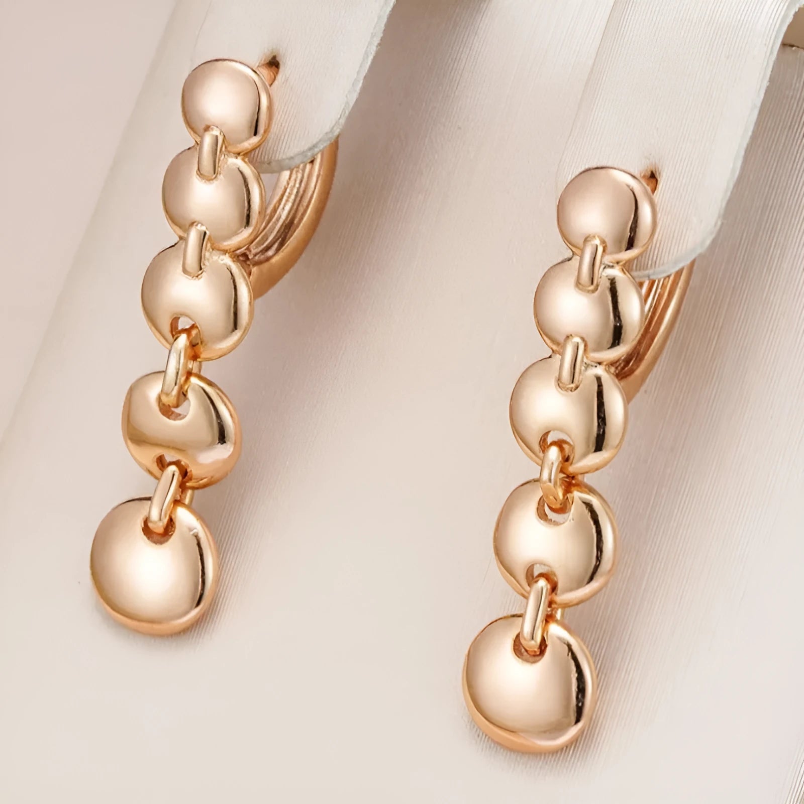 Retro gold long circle earrings with woven copper design