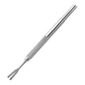 Silver stainless steel tick removal tweezers for pets with narrow slotted head