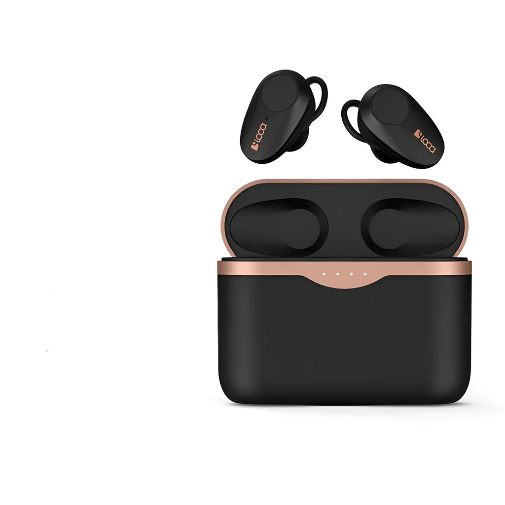 Black wireless Bluetooth headphones with ANC and a charging stand featuring type-C and wireless charging