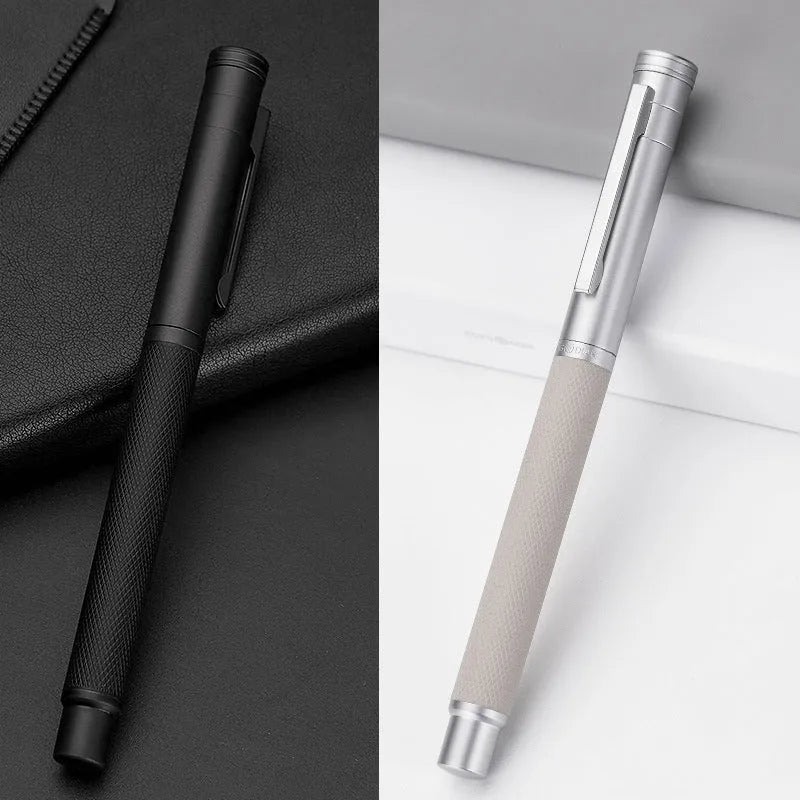 Metal pen in black forest colour with titanium plated iridium gold nib in gift box with pencil case