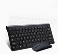 Black and white wireless keyboard and mouse set with USB receiver showing 4G wireless technology