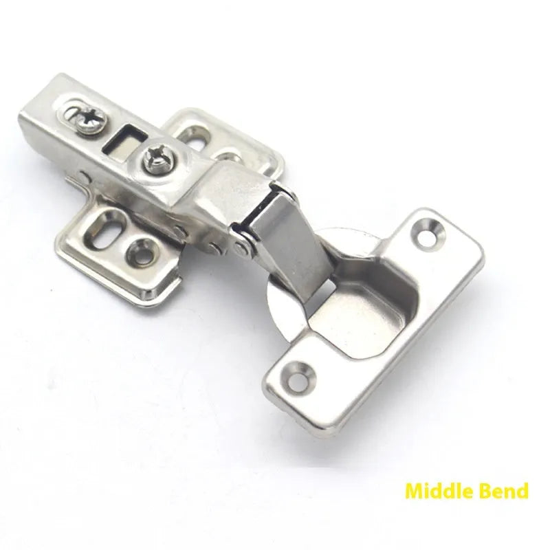 761 nickel-plated cold rolled steel hydraulic damping hinge for cabinets, shown in straight, middle, and large bend types.