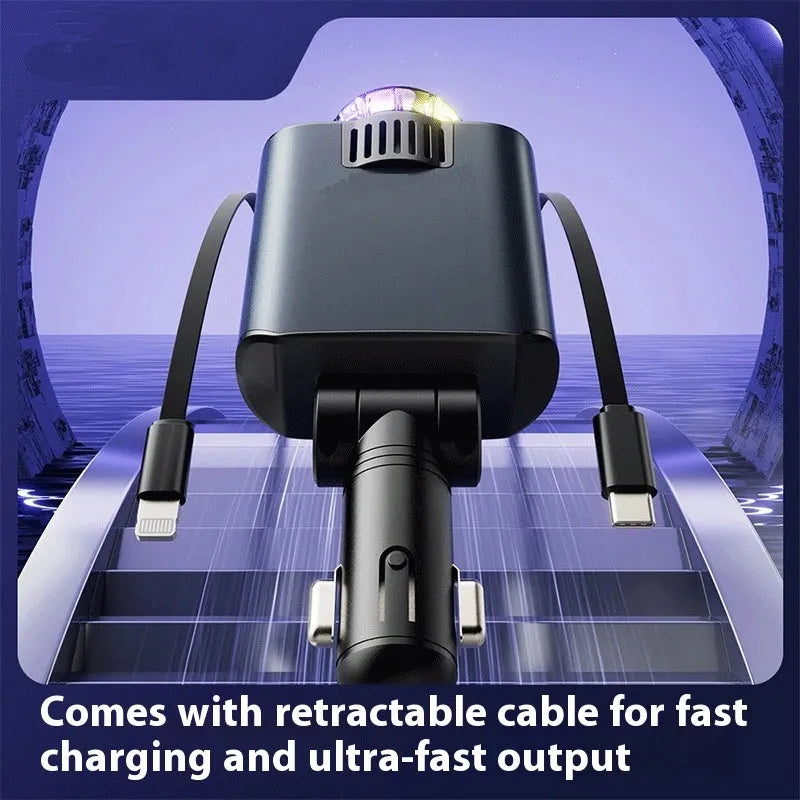 Perfume Starry Sky 120W fast charge car charger with Type-C output, ambience light, and aromatherapy spray accessories