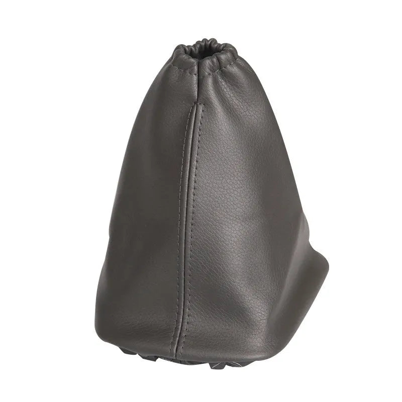 Black leather gear shift dust cover for Toyota Corolla showing 15.2 cm length