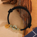 Silver geometric bracelet with peace buckle design in black and wine red colour options