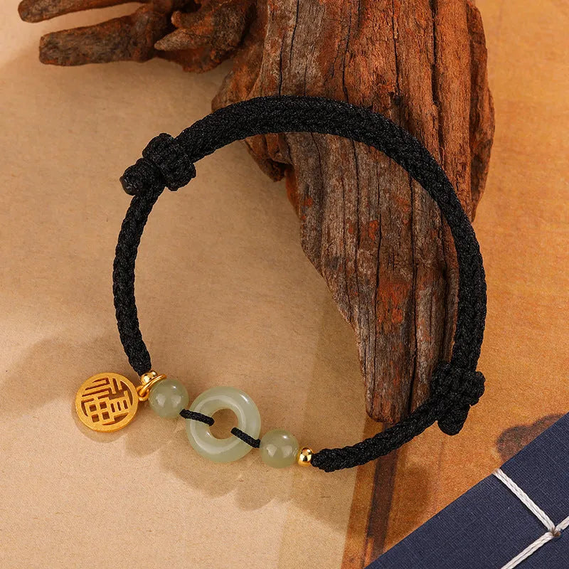 Silver geometric bracelet with peace buckle design in black and wine red colour options