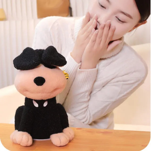Electric puppy bee singing wagging tail plush toy 25cm bee dog head swing USB rechargeable
