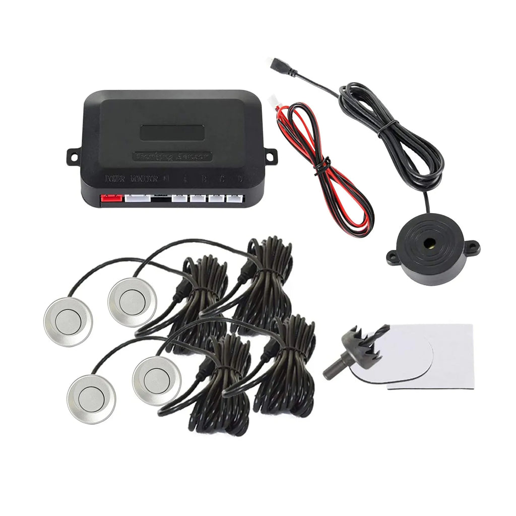 4-probe car parking sensor reversing radar system with buzzer alert module and installation tools