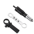 Black metal electric drill rivet gun with handle and wrench, 173mm long.