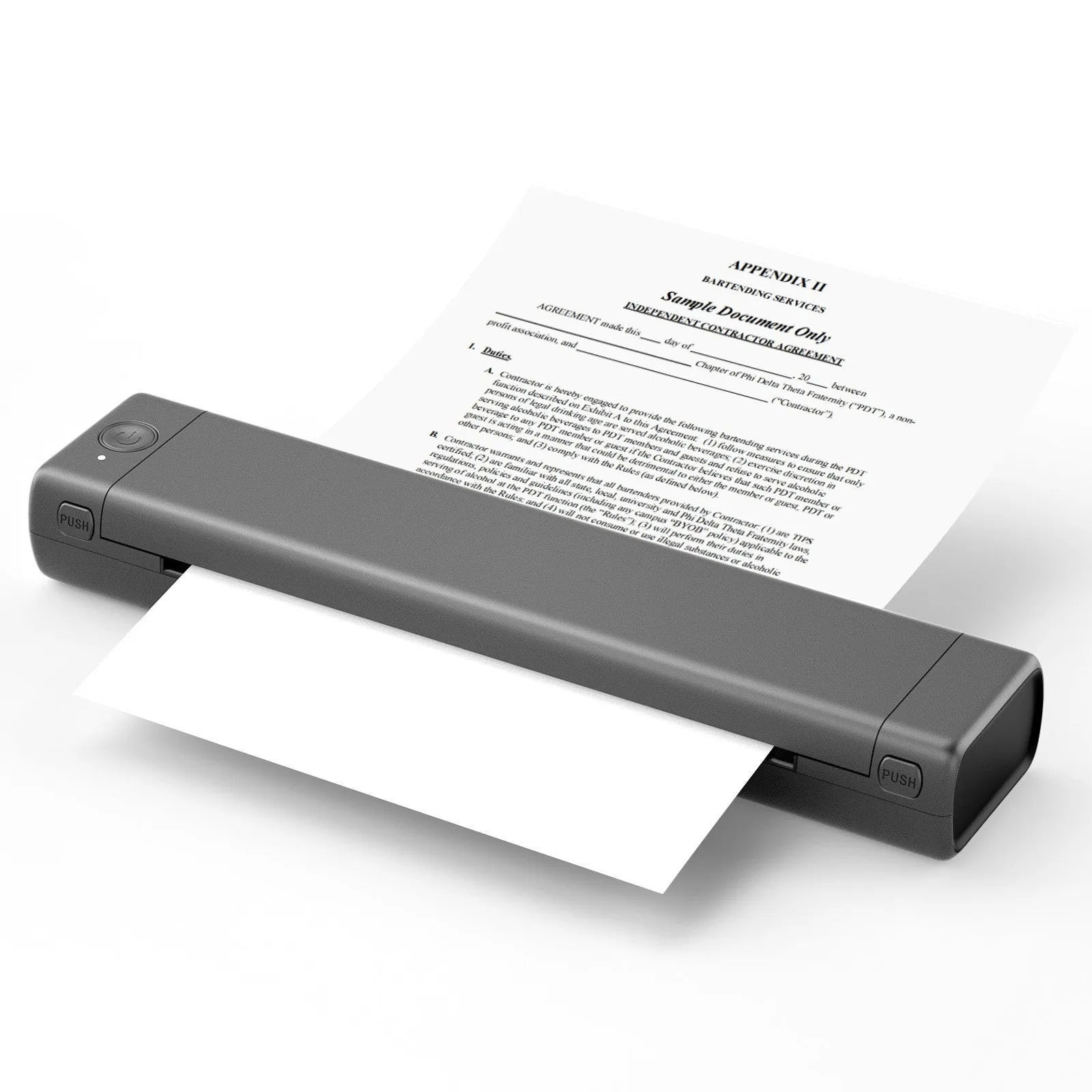 Phomemo M08F portable A4 thermal printer in various colours with charging cable