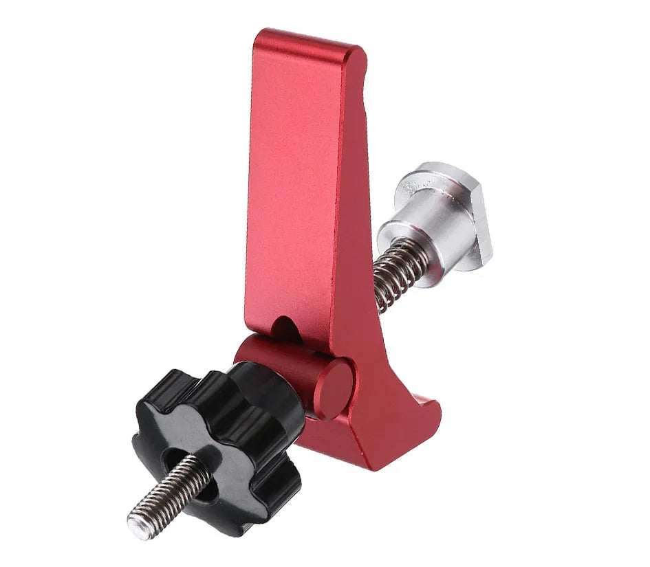 Red aluminium alloy woodworking table block slide holder with flat mouth clamp jaws