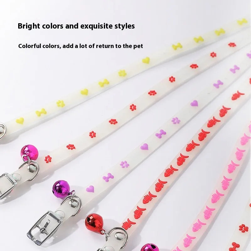 Meow Xinbao luminous cat collar with adjustable silicone chain and metal bell