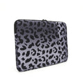 Leopard print laptop sleeve for 13-inch to 16-inch devices with anti-shock flannel lining