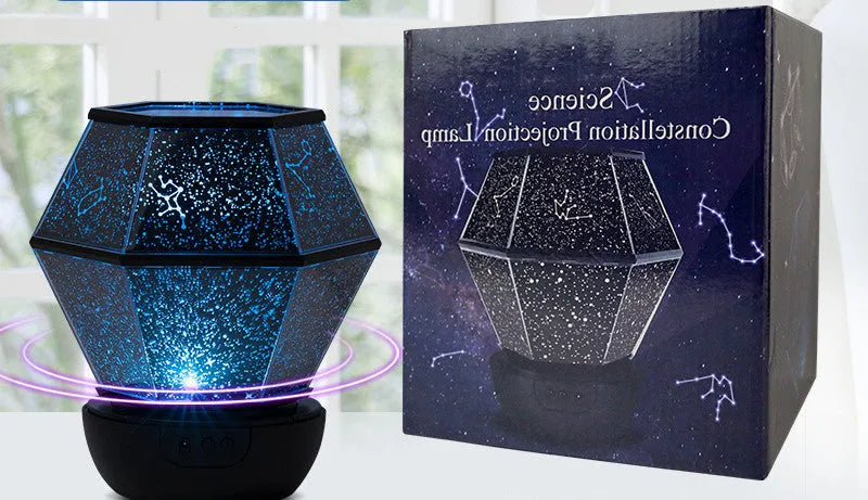 Children's rotating stars LED night light with three-colour dreamlike starlight effects for bedroom use