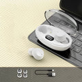 T62 wireless Bluetooth earbuds in black with digital display on charging case