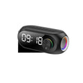 S8 mini portable speaker with extra bass and clock display in black, white, or blue colour
