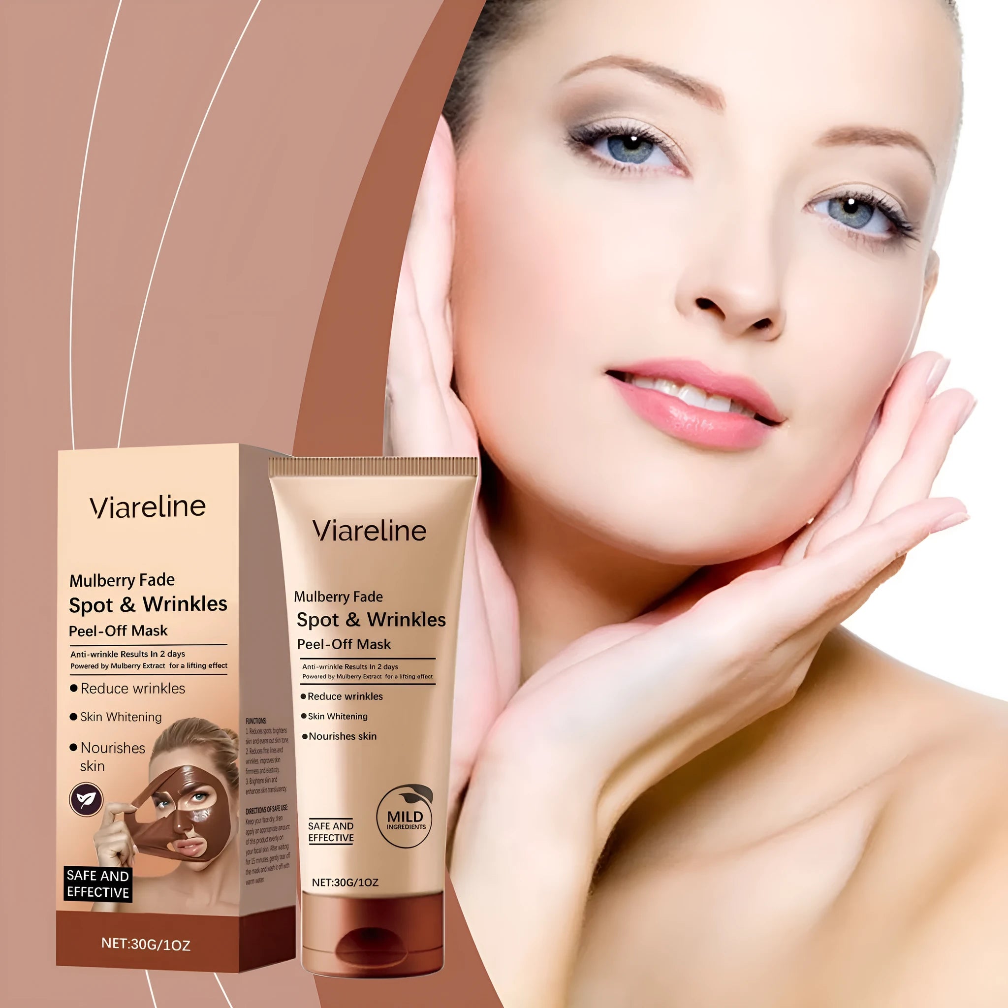 Single-use wrinkle care facial mask with collagen and arbutin, 30g.