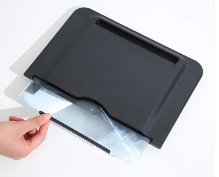 Black and white 12-inch pull-out horizontal vertical screen amplifier bracket with Fresnel lens