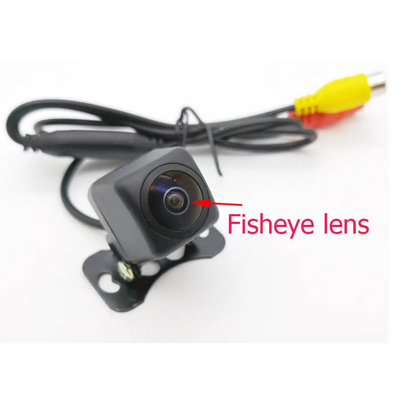 Black car non-light night vision fisheye camera with 170-degree angle and video cable