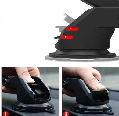 Universal car phone bracket with telescopic rod and adjustable arm for dashboard mounting