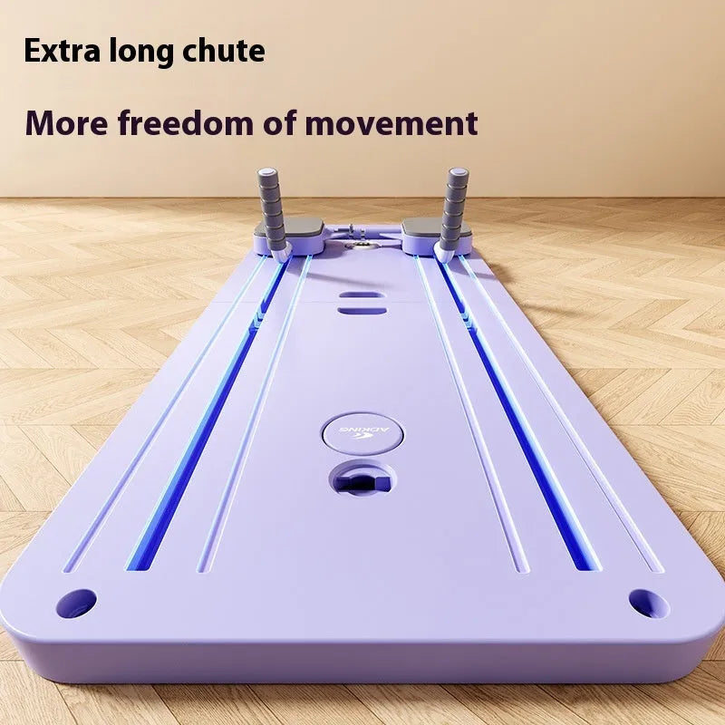 Standard purple multi-functional fitness board with automatic rebound abdominal wheel for core training.