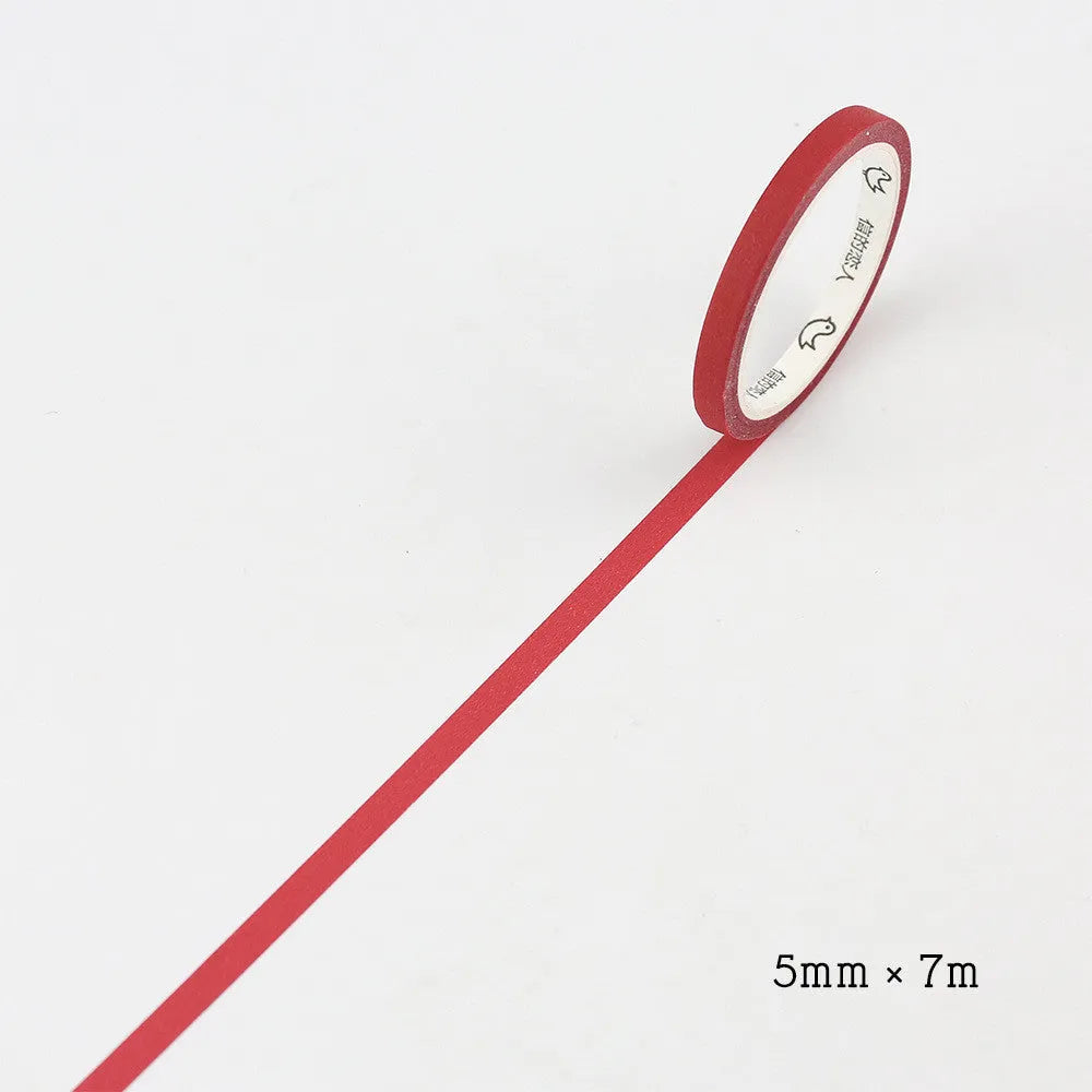 Solid colour paper tape in crimson and deep purple for account labelling, measuring 5mm by 7mm