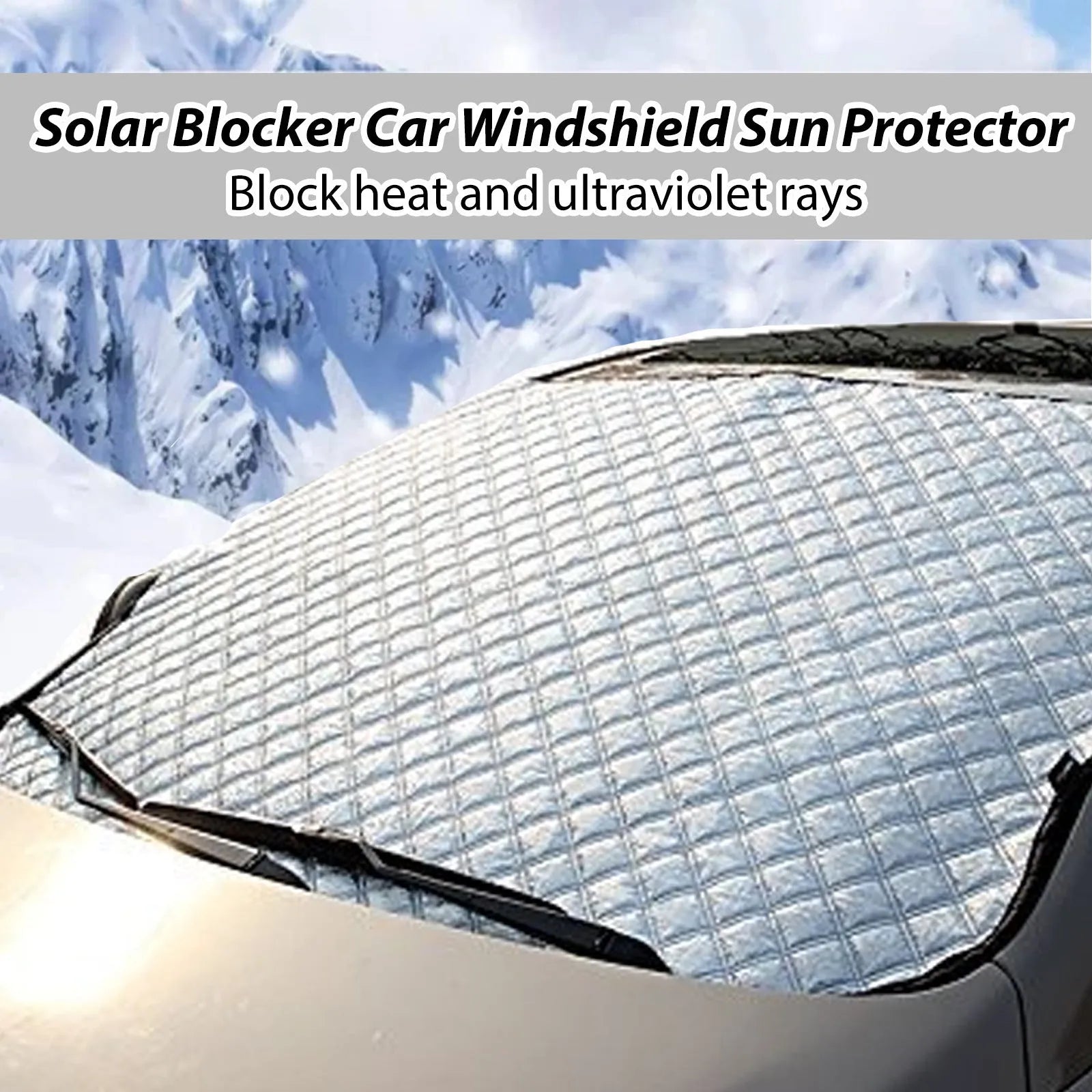 Rectangular aluminium film windshield frost cover measuring 140cm by 95cm