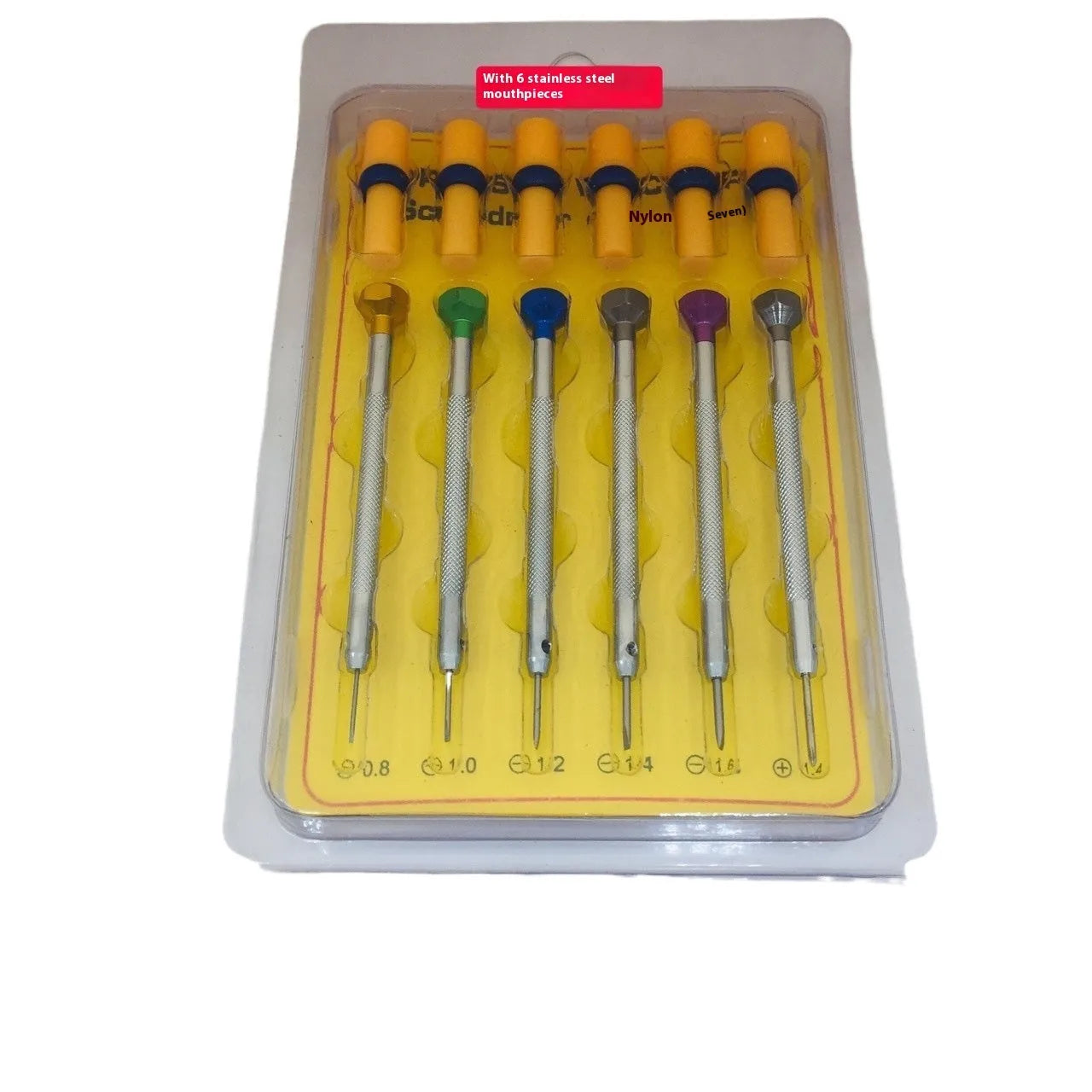 6-piece colour aluminium handle watch repair screwdriver set with oxidation treated heads