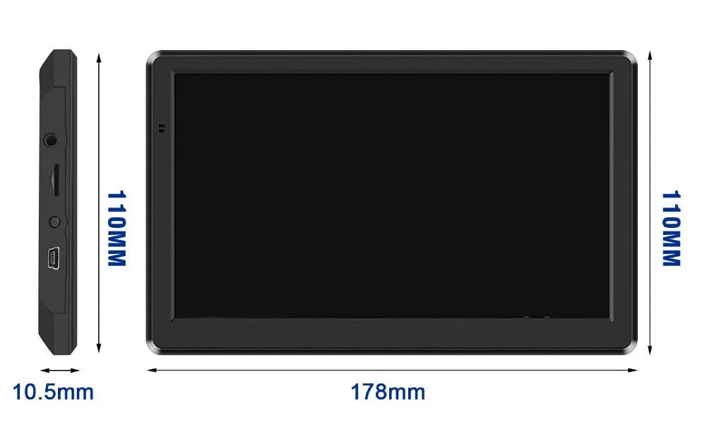 7 inch car GPS navigation device with touch screen display mounted in vehicle