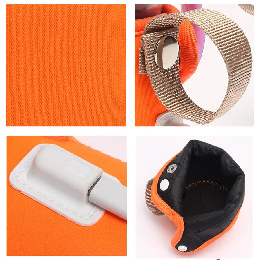 Orange and blue USB-powered baby bottle warmer sleeve with cotton fabric and PC materials