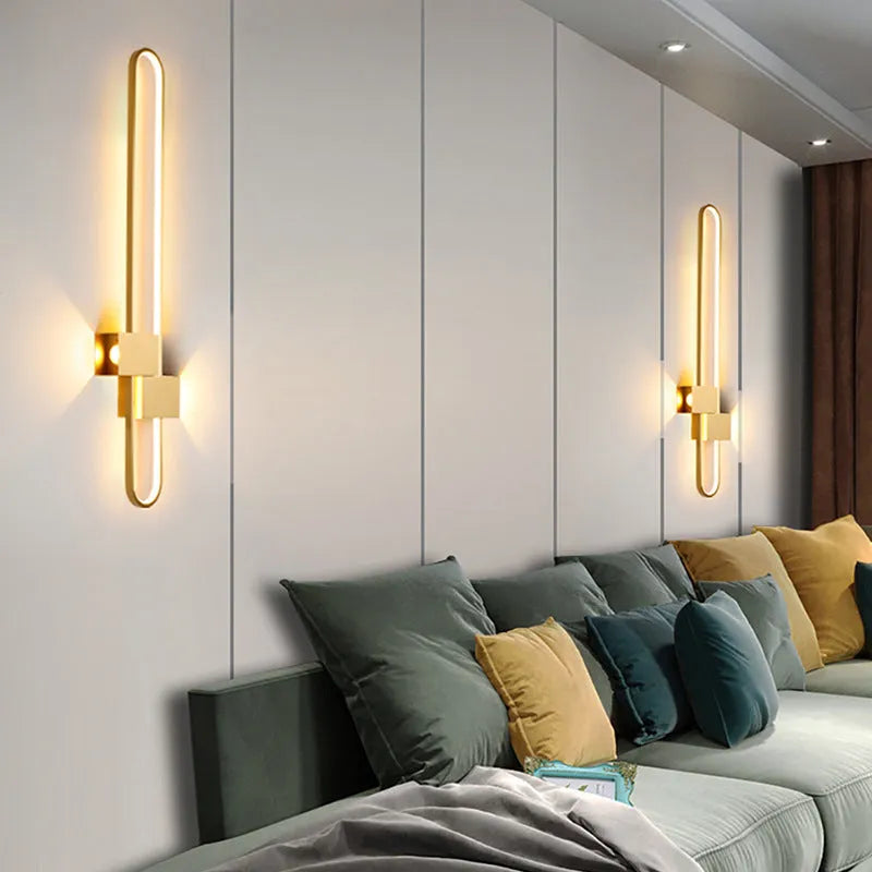 Modern minimalist circular wall lamp with iron shade in black or gold finish options
