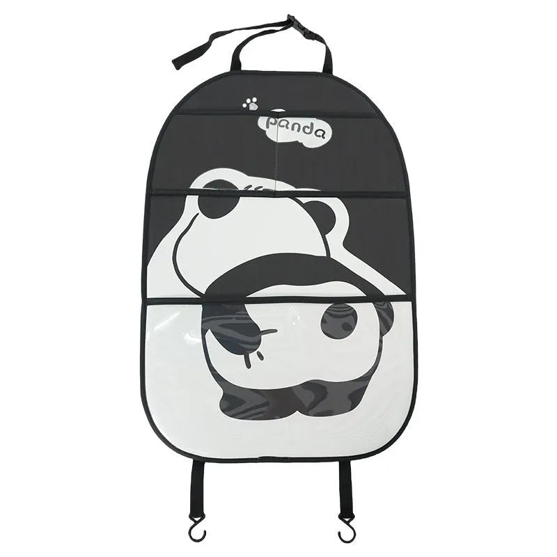 Large Naughty Panda anti-kick pad in black and white leather design for wall or furniture protection