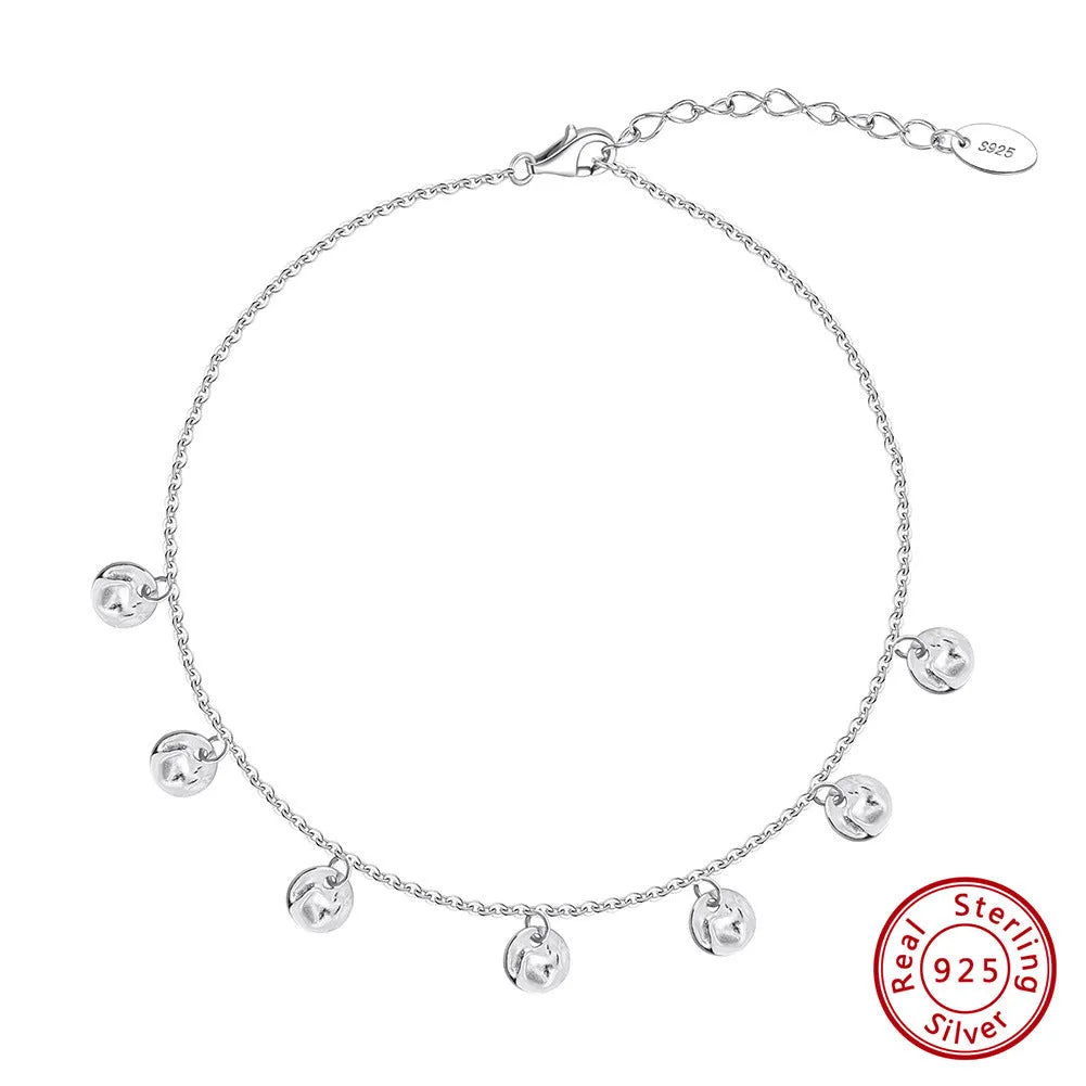 S925 silver geometric han style round anklet for women with gold or platinum plating options