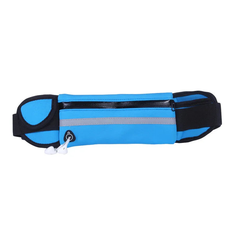 Nylon fitness waist bag in solid colour with zip pocket, size 20x10cm, on waist belt for running