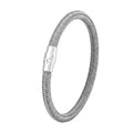 Men's titanium steel geometric wire bracelet with a magnetic clasp shown in various colours.